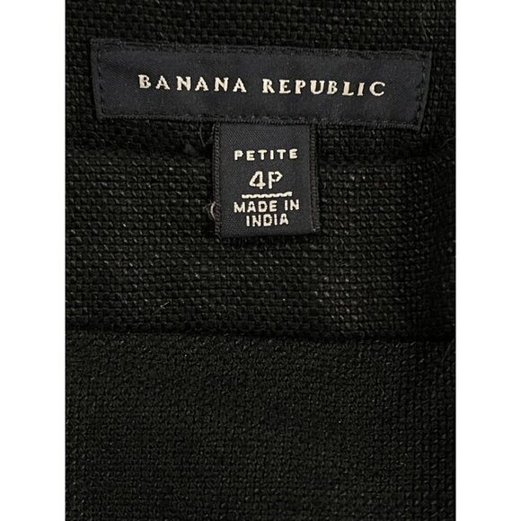 Banana Republic Black Textured Linen Blend Pleated A-Line Skirt SIZE-4 PETITE - Picture 2 of 6